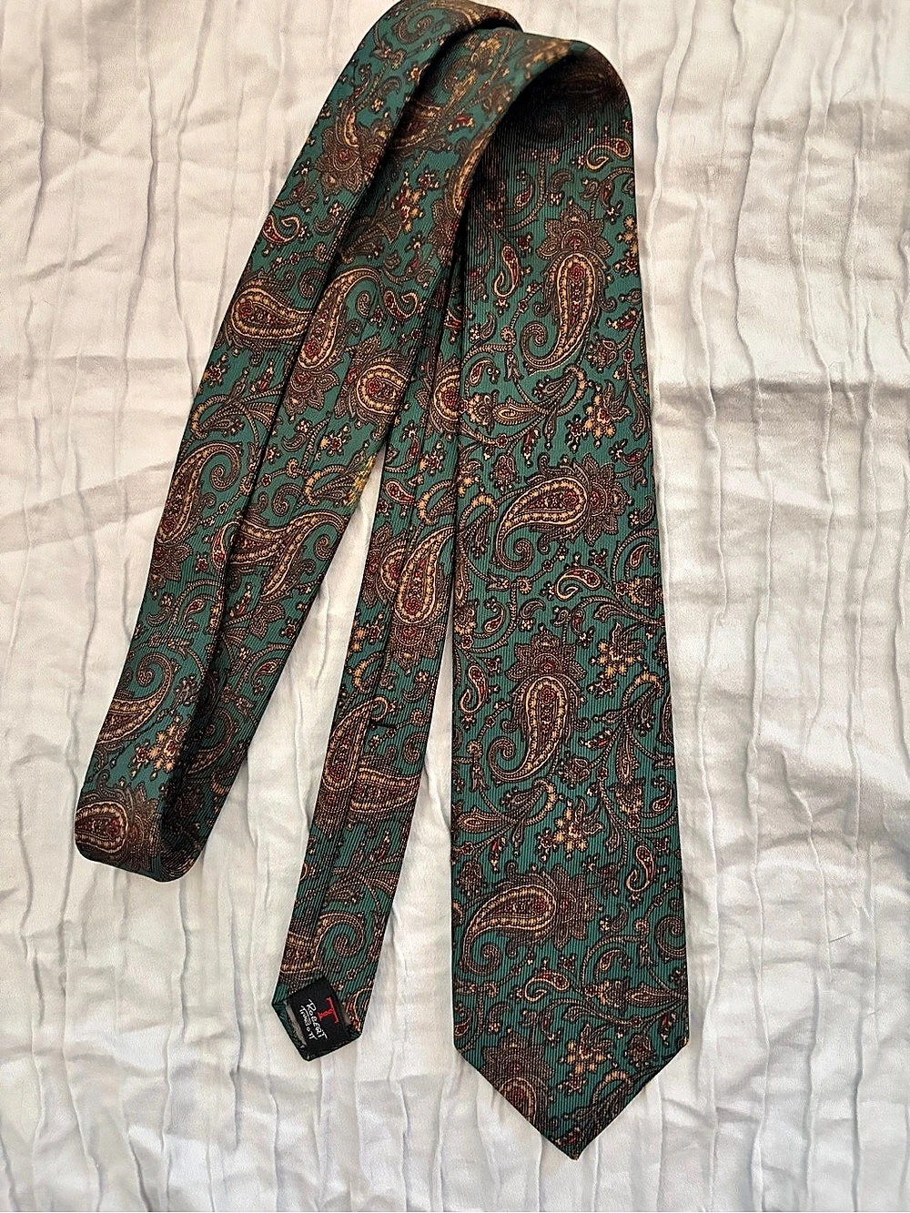 VTG Robert Talbott Best of Class Italian Heavy Madder Silk Tie Paisley Teal